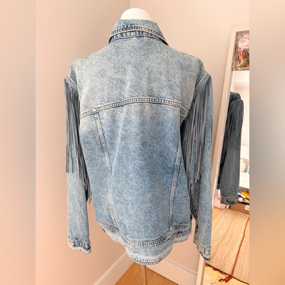 FREE PEOPLE We The Free After Hours Fringe Denim Jacket - Picture 11 of 12
